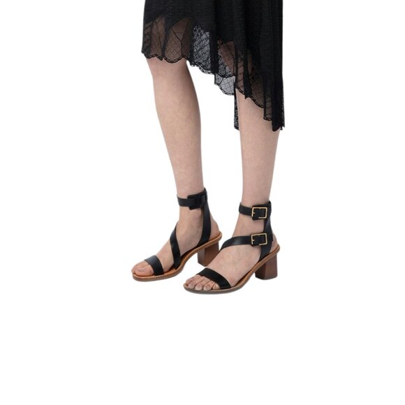 Zadig & Voltaire Cecilia Caprese Sandals Leather Black New in Box - Picture 10 of 11